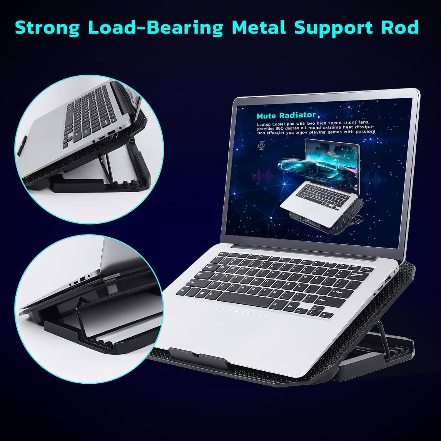 N11 Adjustable Mute Notebook Dual Fan Cooler Desktop Laptop Cooling Stand Blue Light 4