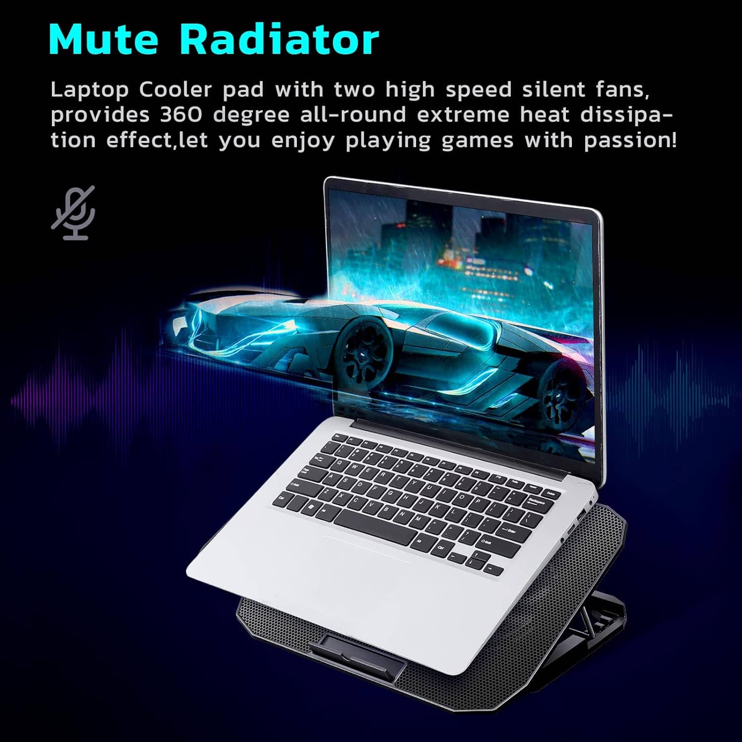 N11 Adjustable Mute Notebook Dual Fan Cooler Desktop Laptop Cooling Stand Blue Light 6